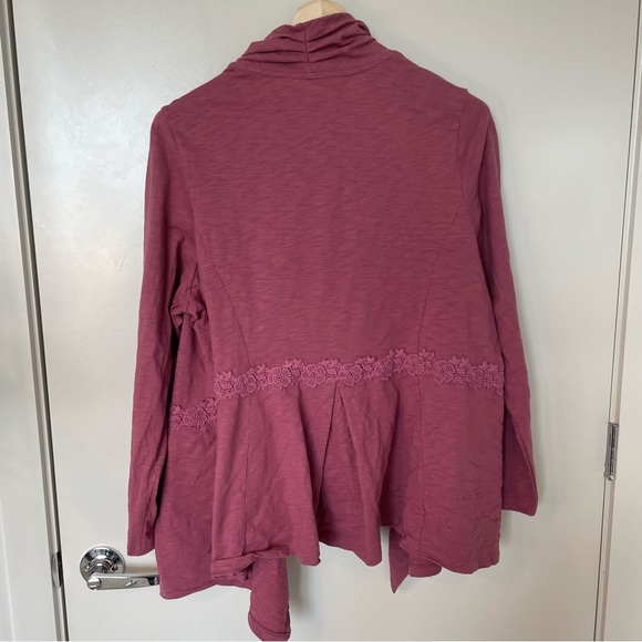 Logo by Lori Goldstein Pink Duster Cardigan Size 2X Floral Crochet Detail Boho - Picture 7 of 13